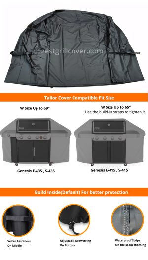 Premium Gas Grill Cover For weber 4 Burner Genesis 400 Series Up to 69 Inch