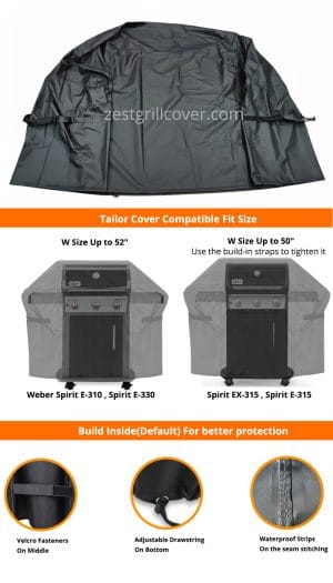 Cover For 2 Burner Weber Spirit 2 II e-210 200 Up to 48 Inch