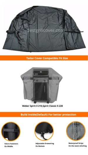 2 Burner Cover For Weber Spirit 200 E-210 Gas Grill Up to 50 Inch