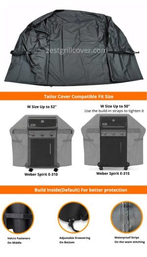 Gas Grill Cover For Weber 3 Burner Classic Spirit E-315 E-310 Up to 52 inch